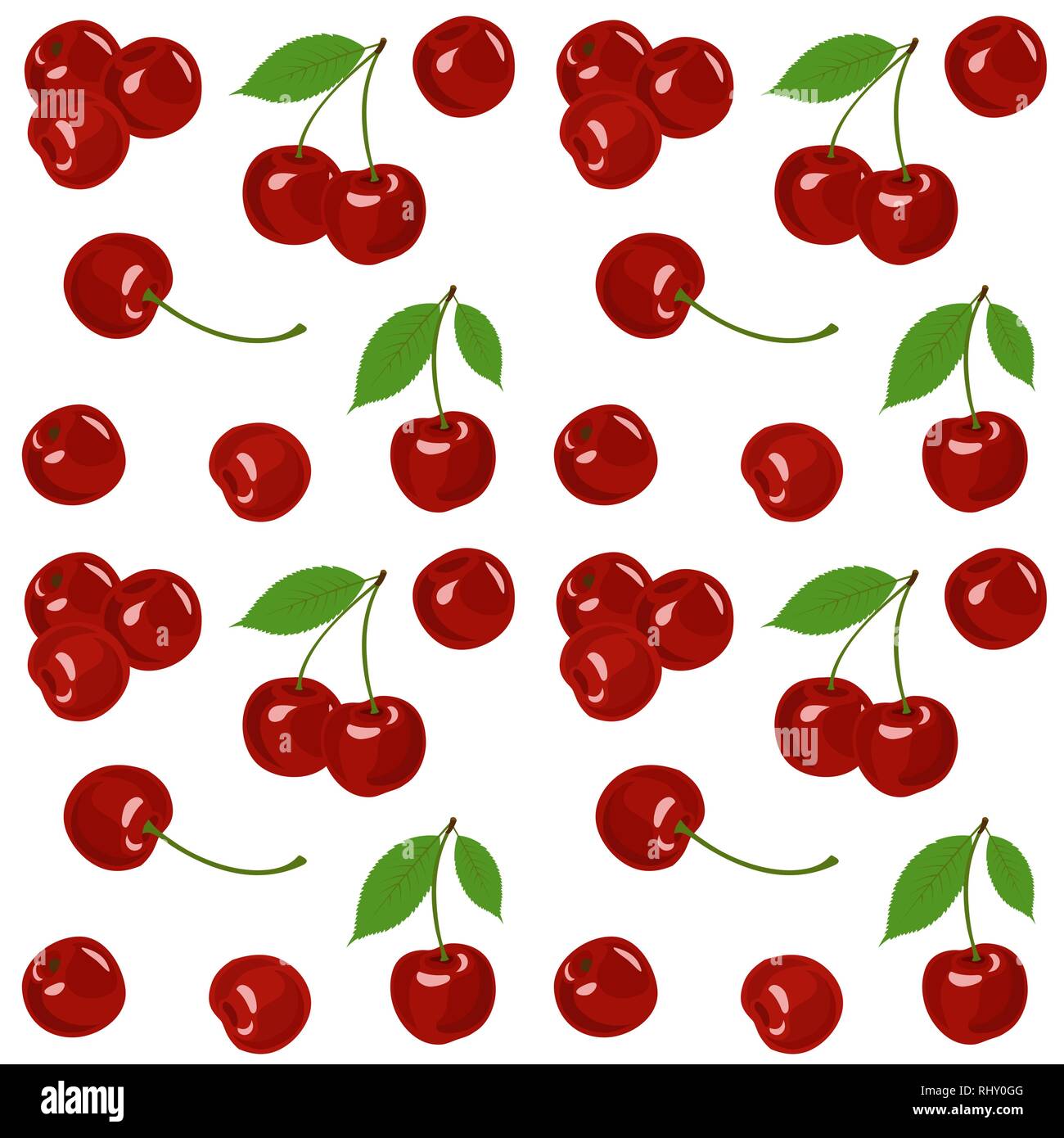 Cherry isoliert Vector Illustration. Cherry Hintergrund. Nahtlose Muster Stock Vektor