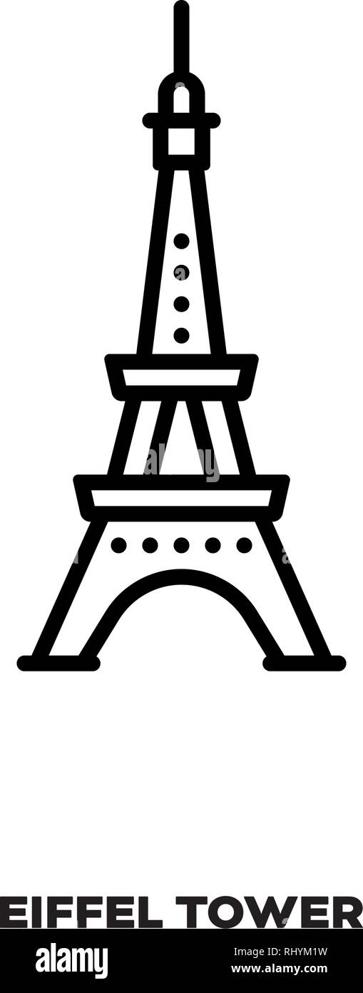 Eiffelturm in Paris, Frankreich, Vektor Symbol Leitung. Internationale Sehenswürdigkeiten und Tourismus Symbol. Stock Vektor