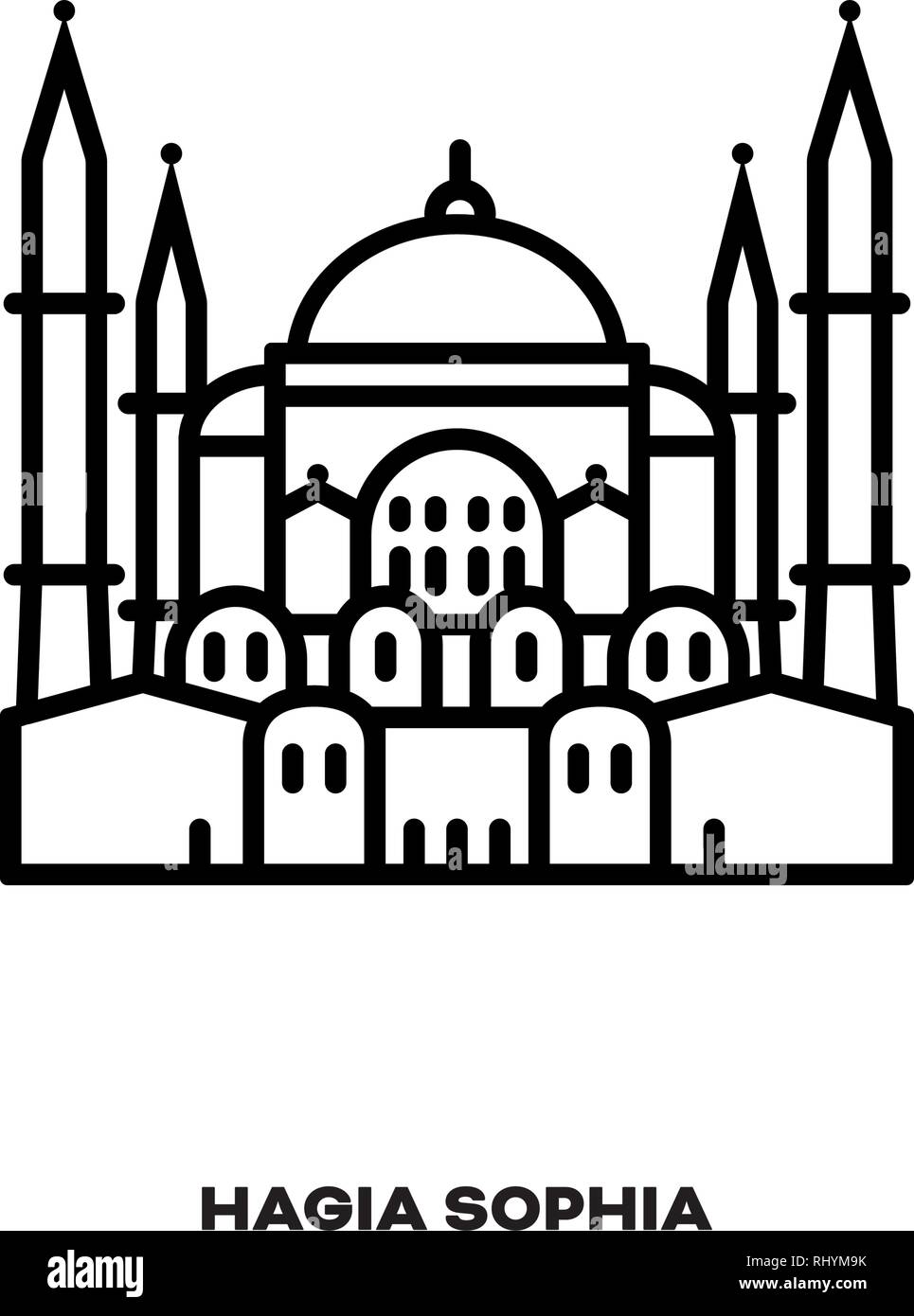 Die Hagia Sophia in Istanbul, Türkei, Vektor Symbol Leitung. Internationale Sehenswürdigkeiten und Tourismus Symbol. Stock Vektor