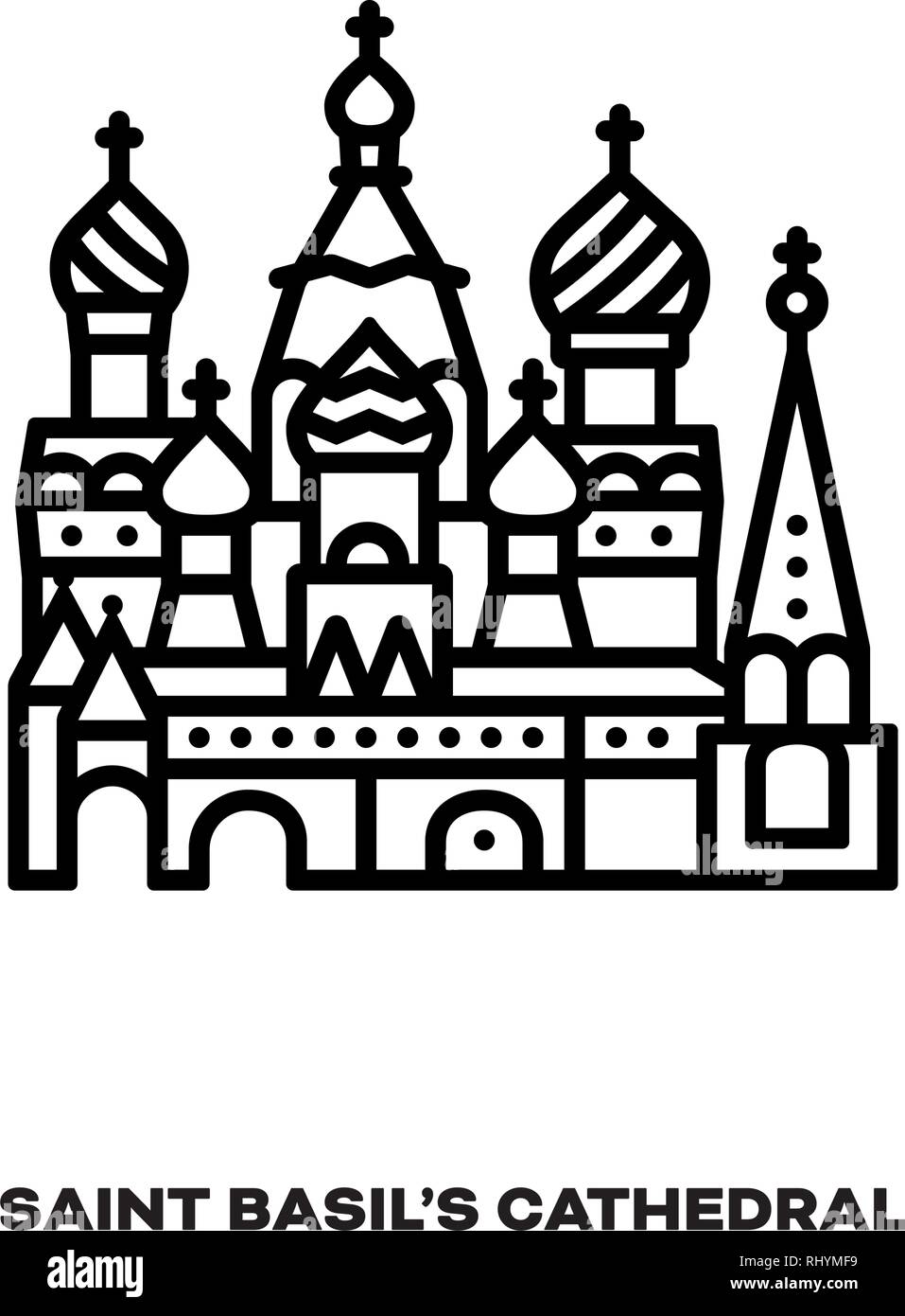 Saint Basilâ €-Kathedrale in Moskau, Russland, Vektor Symbol Leitung. Internationale Sehenswürdigkeiten und Tourismus Symbol. Stock Vektor