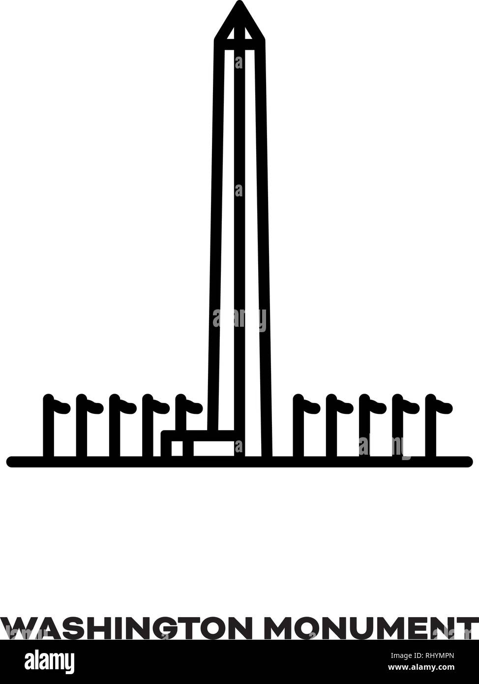 Washington Monument, in Washington, D.C., USA, Vektor Symbol Leitung. Internationale Sehenswürdigkeiten und Tourismus Symbol. Stock Vektor