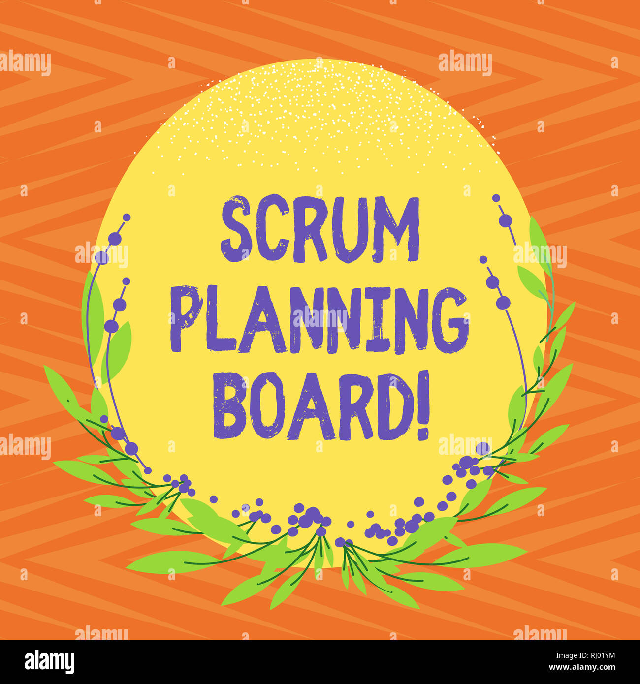 Konzeptionelle Hand schreiben Übersicht Scrum Plantafel. Business Foto Text visuelle Darstellung der Fortschritte des Scrum Team leer Farbe ovale Form mit Stockfoto