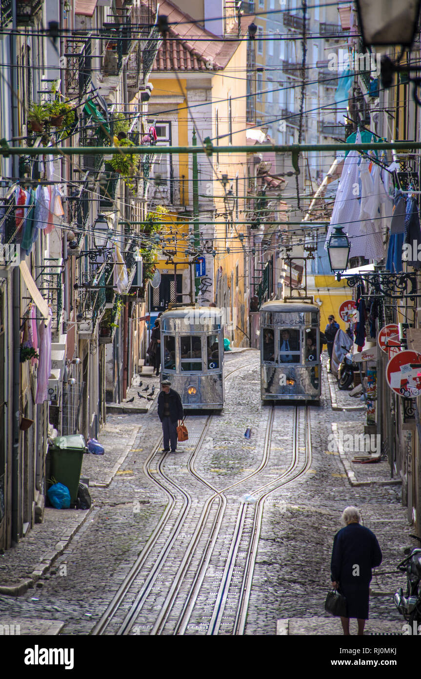 Die öffentlichen Verkehrsmittel in Lissabon Stockfoto