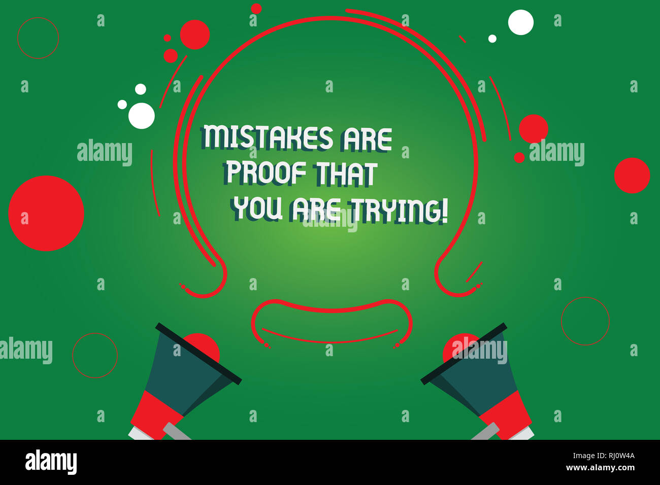Text Zeichen angezeigt Fehler sind der Beweis dafür, dass sie Versuchen. Konzeptionelle foto Trial and Error ist der Weg zum Erfolg zwei Megafon und kreisförmigen Umriss wi Stockfoto