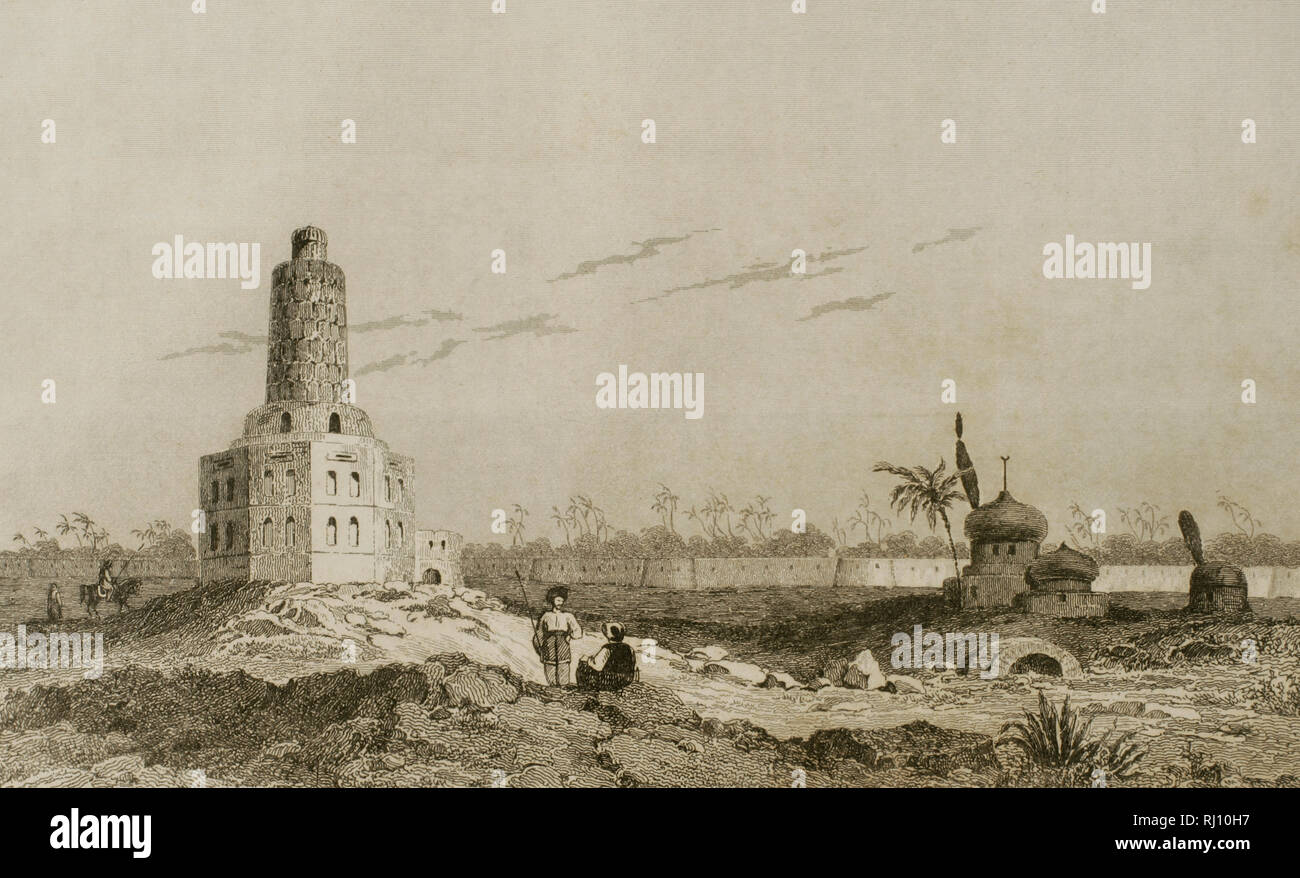 Grab von Zobeide in Bagdad. Gravur. Lemaitre Direxit. Panorama Universal. Geschichte von Arabien, 1851. Stockfoto
