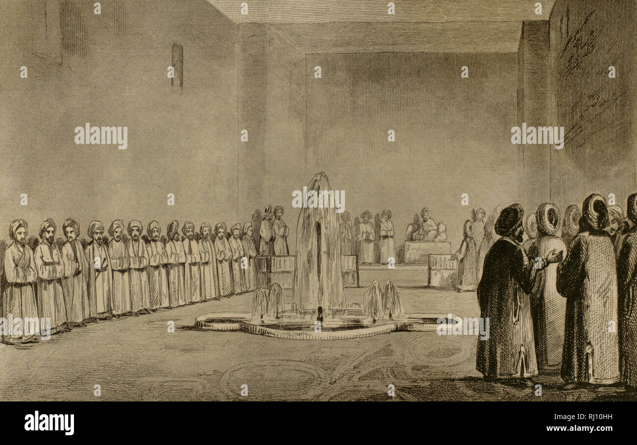 Zielgruppe der Imam von Sanaa. Gravur. Lemaitre Direxit. Panorama Universal. Geschichte von Arabien, 1851. Stockfoto
