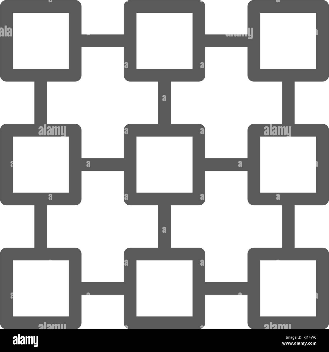 Matrix Verbundnetz, blockchain Technologie, block Kette Symbol Leitung. Stock Vektor