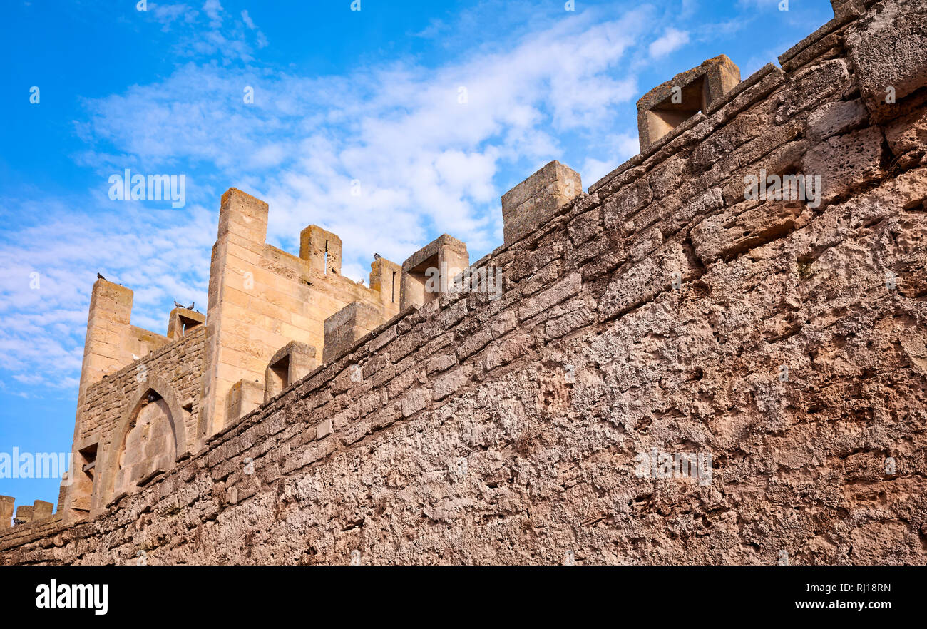 Alcudia Altstadt mittelalterliche Mauer, Mallorca, Balearen, Spanien. Stockfoto
