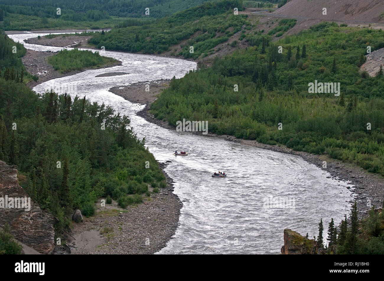 Rafting in einem Fluss in der Nähe von Sitka, Alaska Stockfoto