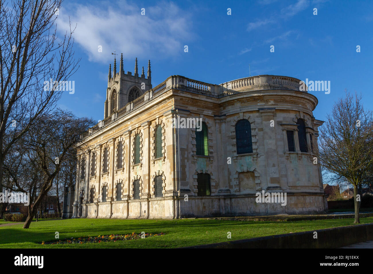 02. Februar 2019 - ein heller, sonniger Tag Winter in der All Saints Church, Gainsborough, in der Gemeinde von Gainsborough und Morton, Church Street, Gainsboroug Stockfoto