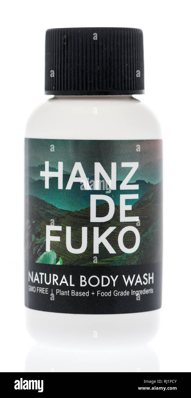 Winneconne, WI - 23. Januar 2019: eine Flasche Hanz de Duko natürliche Body Wash auf einem isolierten Hintergrund Stockfoto