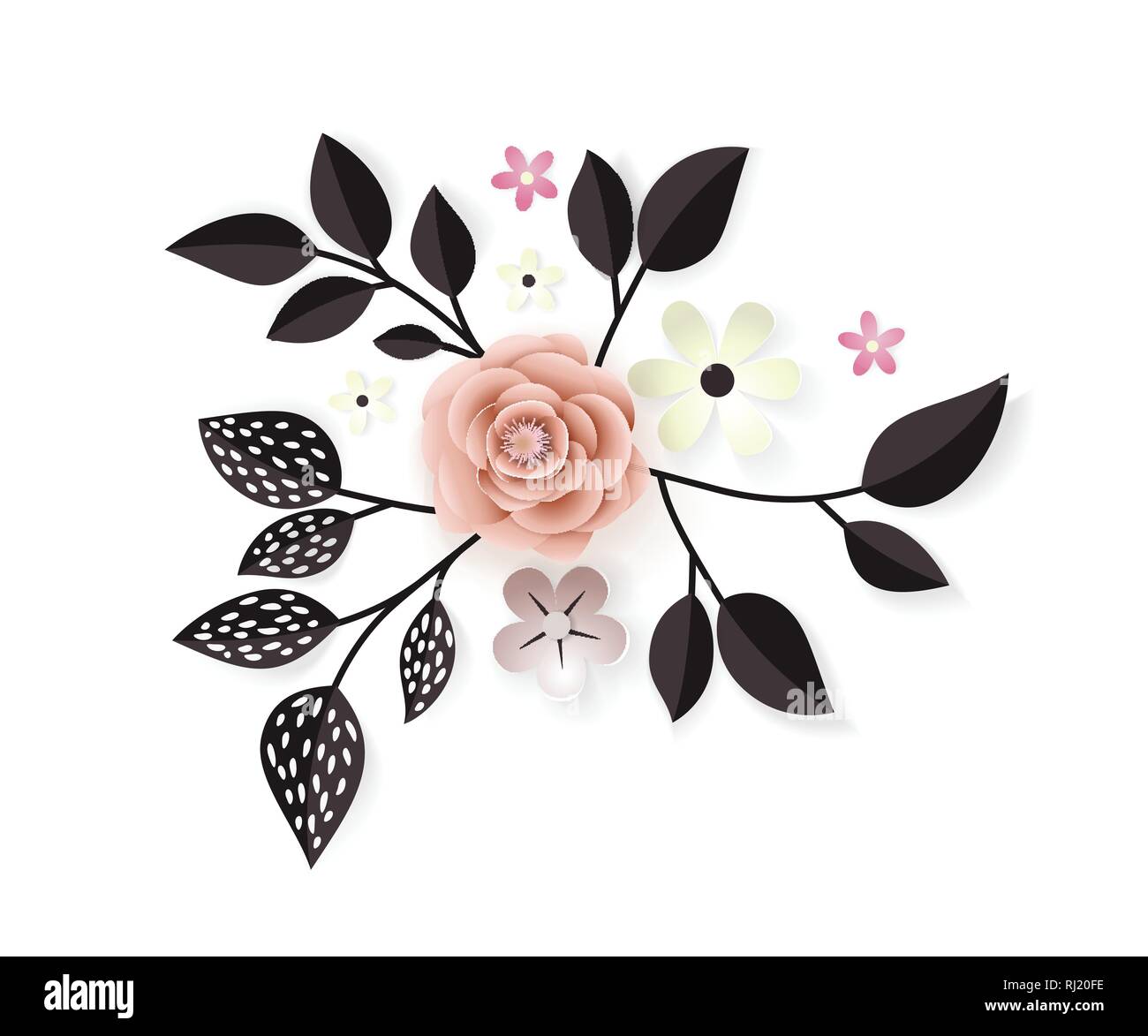 Blumen Papier Dekoration - auf weißem Hintergrund Stock Vektor