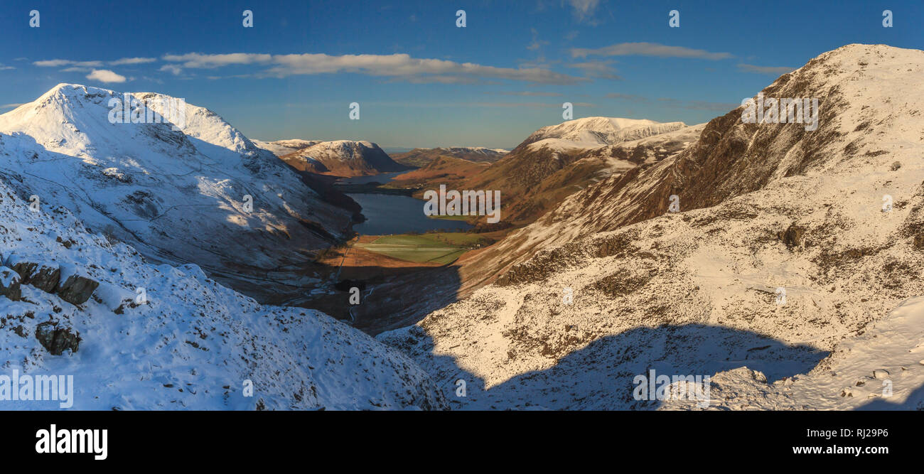 Buttermere Tal im Winter, Lake District, England Stockfoto