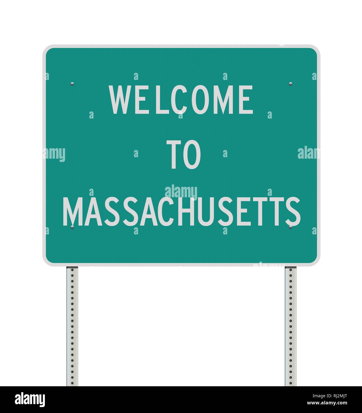 Vector Illustration der Willkommen in Massachusetts Green Road Sign Stock Vektor