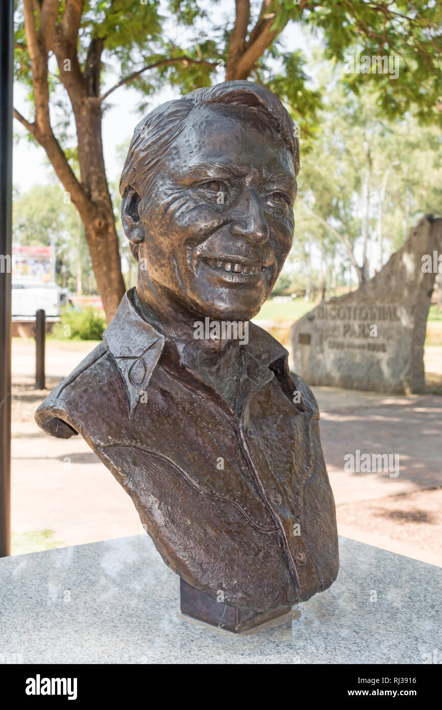 Büste von Frank Ifield an Bicentennial Park Tamworth NSW Australien. Von Kate Französische geformt, Stockfoto