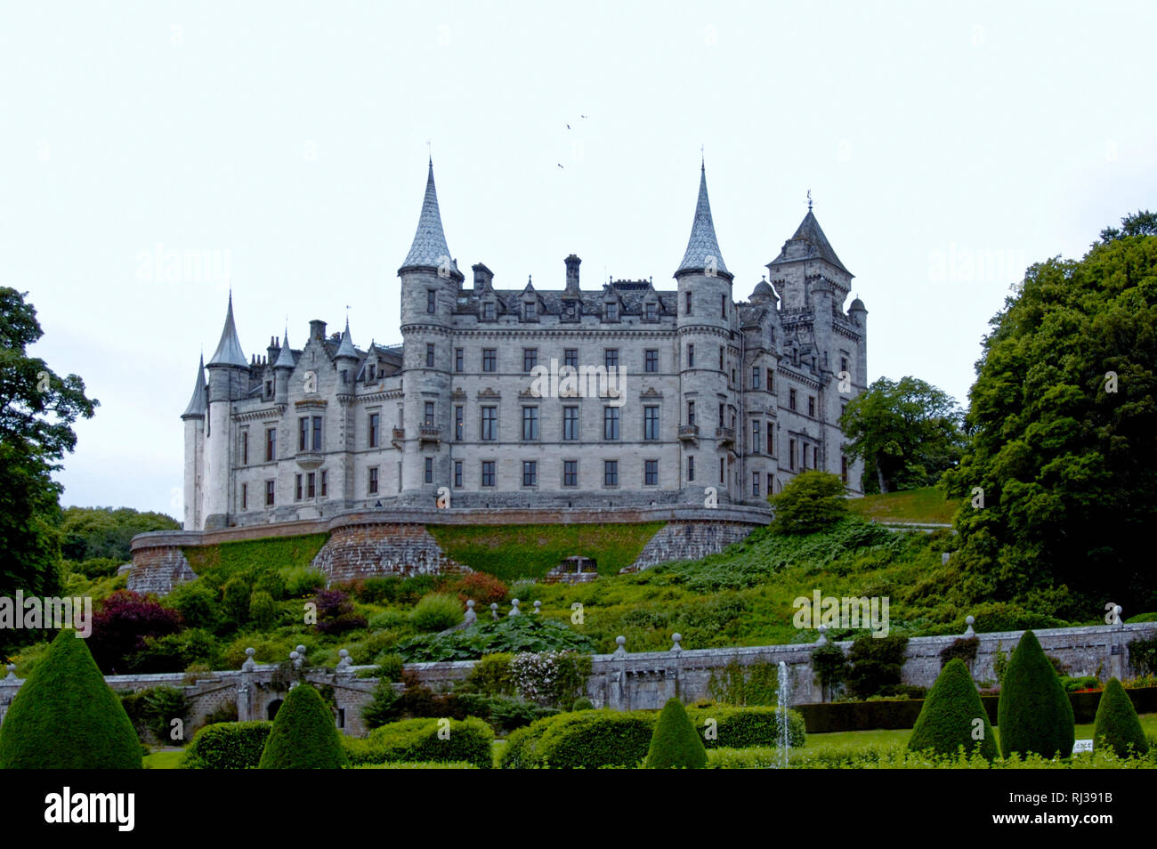 Dunrobin Castle ist ein stattliches Haus in Sutherland, im Hochland von Schottland, und die Familie Sitz des Earl of Sutherland. Stockfoto