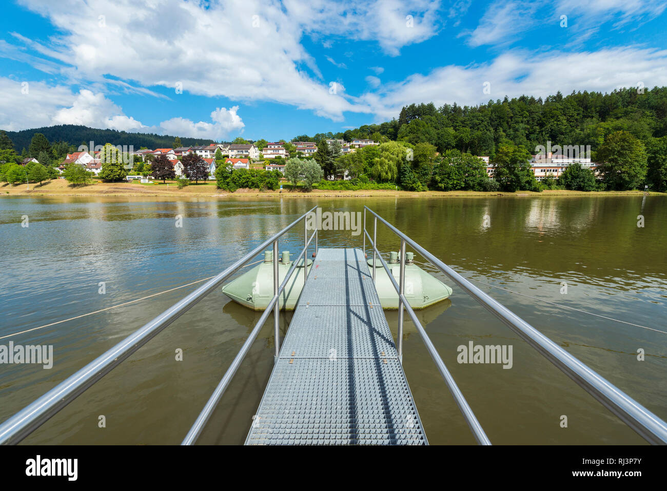 Eisernen Steg am Neckar, Hirschhorn, Neckar, Kreis Bergstraße, Hessen, Deutschland Stockfoto