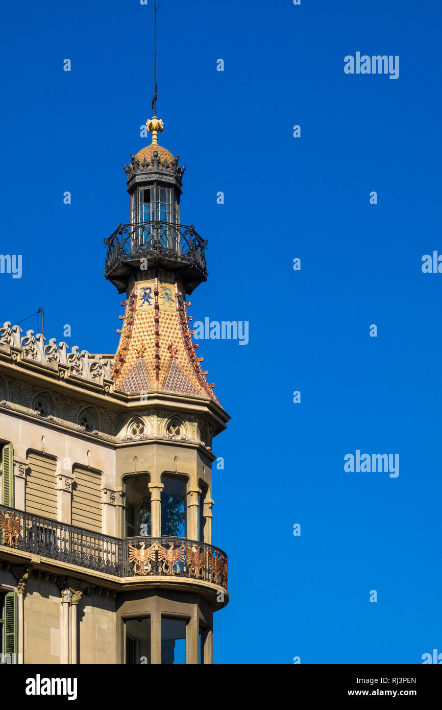 Architektur Gebäude Detail im Stadtteil Eixample in Barcelona, Katalonien, Spanien Stockfoto