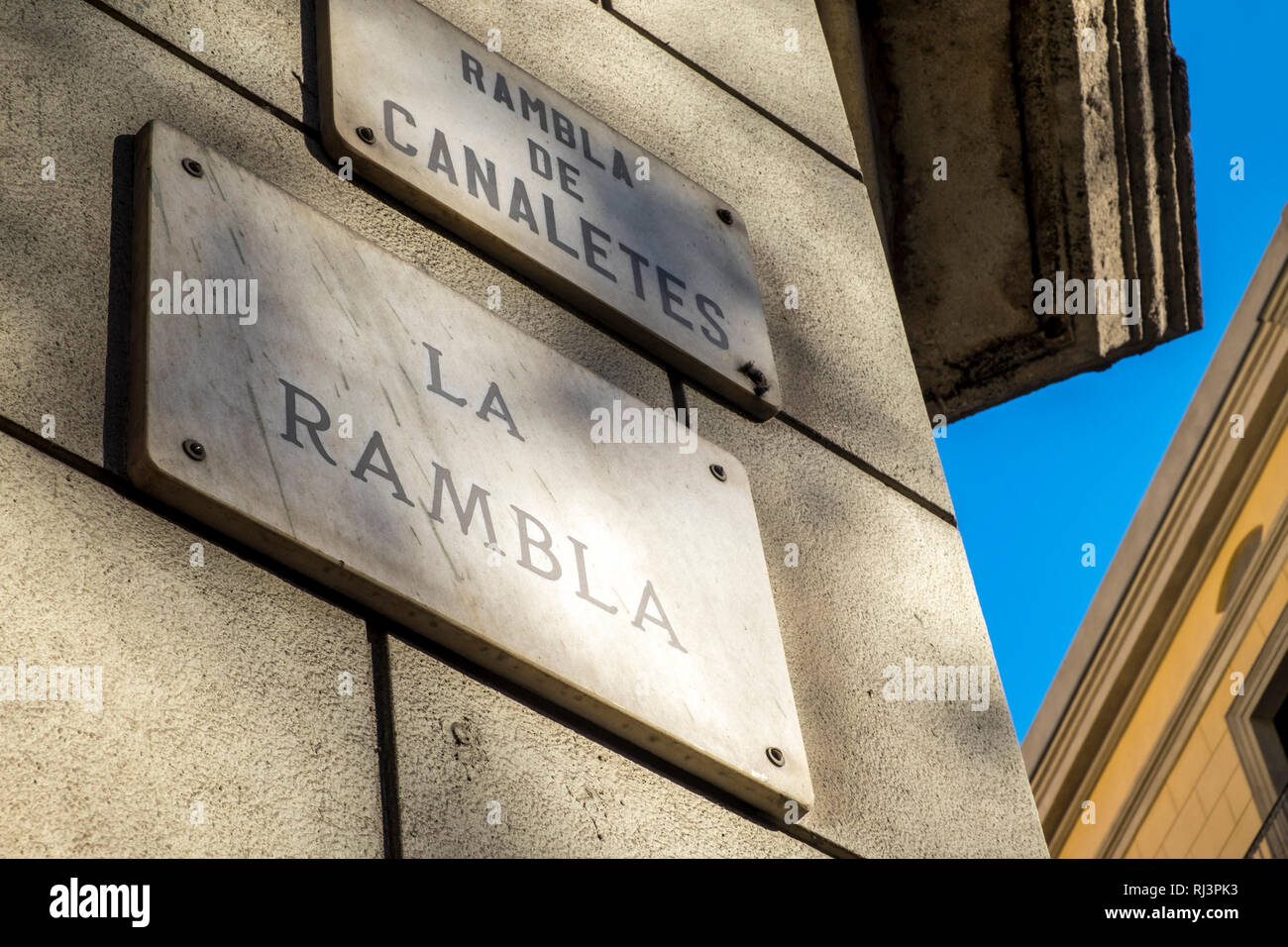 Las Ramblas in Barcelona, Katalonien, Spanien Stockfoto