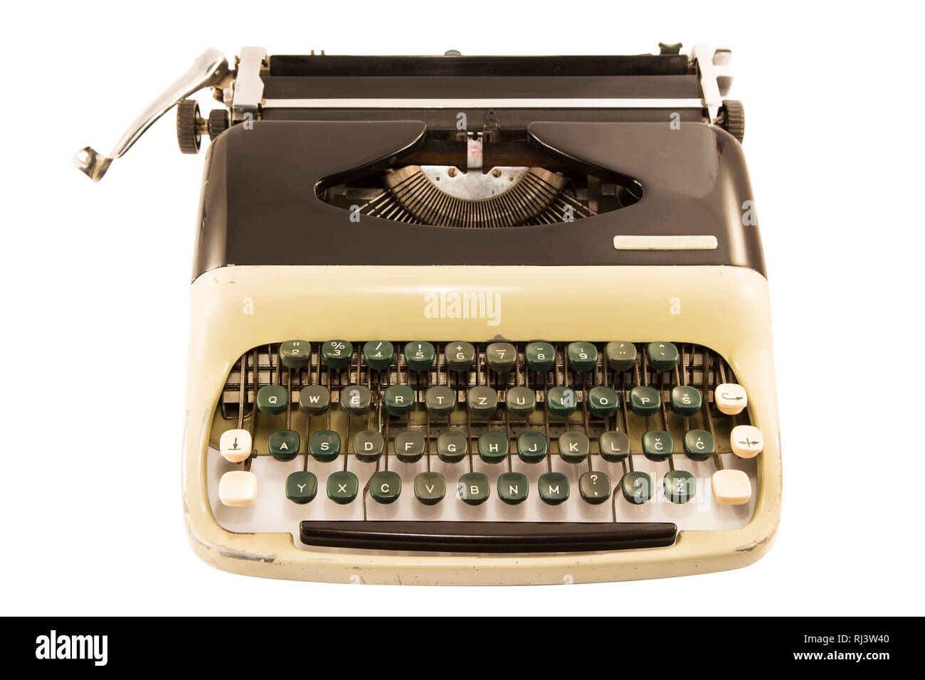Antike Schreibmaschine isoliert Stockfoto