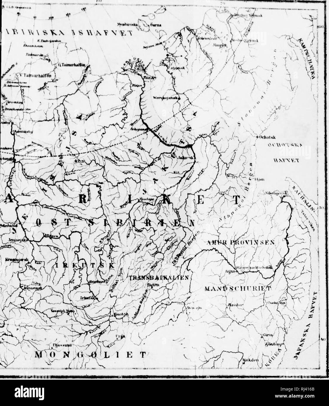 . Circunnavegación del Asien y Europa viaje del Vega [microform]: acompañado de una reseña Historica de expediciones anteriores a lo Largo de la Costa Norte del Antiguo Mundo. Vega (Schiff); Vega (Navire); Naturgeschichte; Baron. EMA FLUVIALE DE SIBIRIEN Escala ich 20.000.000 H - P r&lt;^fM.% aMÁMtn ich H. iHlde Stieler, 1880.. Bitte beachten Sie, dass diese Bilder sind von der gescannten Seite Bilder, die digital für die Lesbarkeit verbessert haben mögen - Färbung und Aussehen dieser Abbildungen können nicht perfekt dem Original ähneln. extrahiert. Nordenskiöld, A.E. (Adolf Erik), 1832-190 Stockfoto