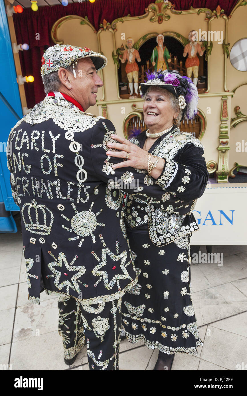 England, London, Pearlies, Pearly King und Pearly Queen, Stockfoto