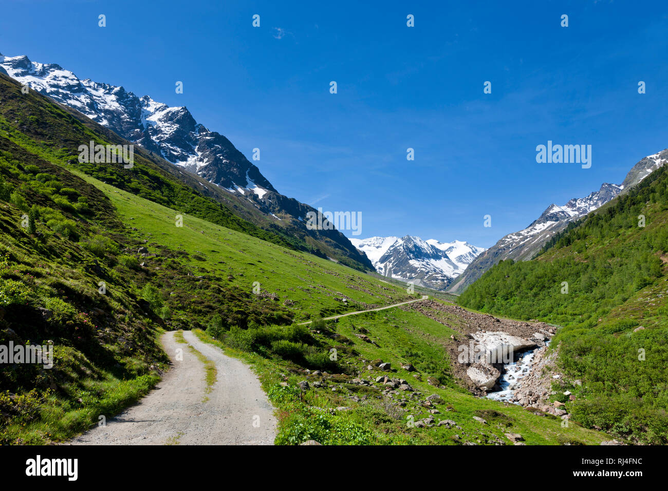 Wanderweg im Pitztal, Tirol Stockfoto