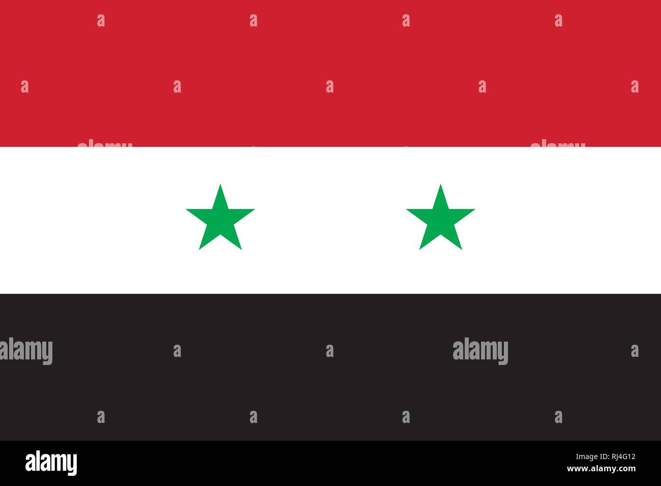 Vektor Bild von Syrien Flagge. Auf der Grundlage der Offiziellen und dem  genauen Syrische Flagge Abmessungen (3:2) & Farben (186 C, Weiß, Schwarz  und 354 C Stock-Vektorgrafik - Alamy