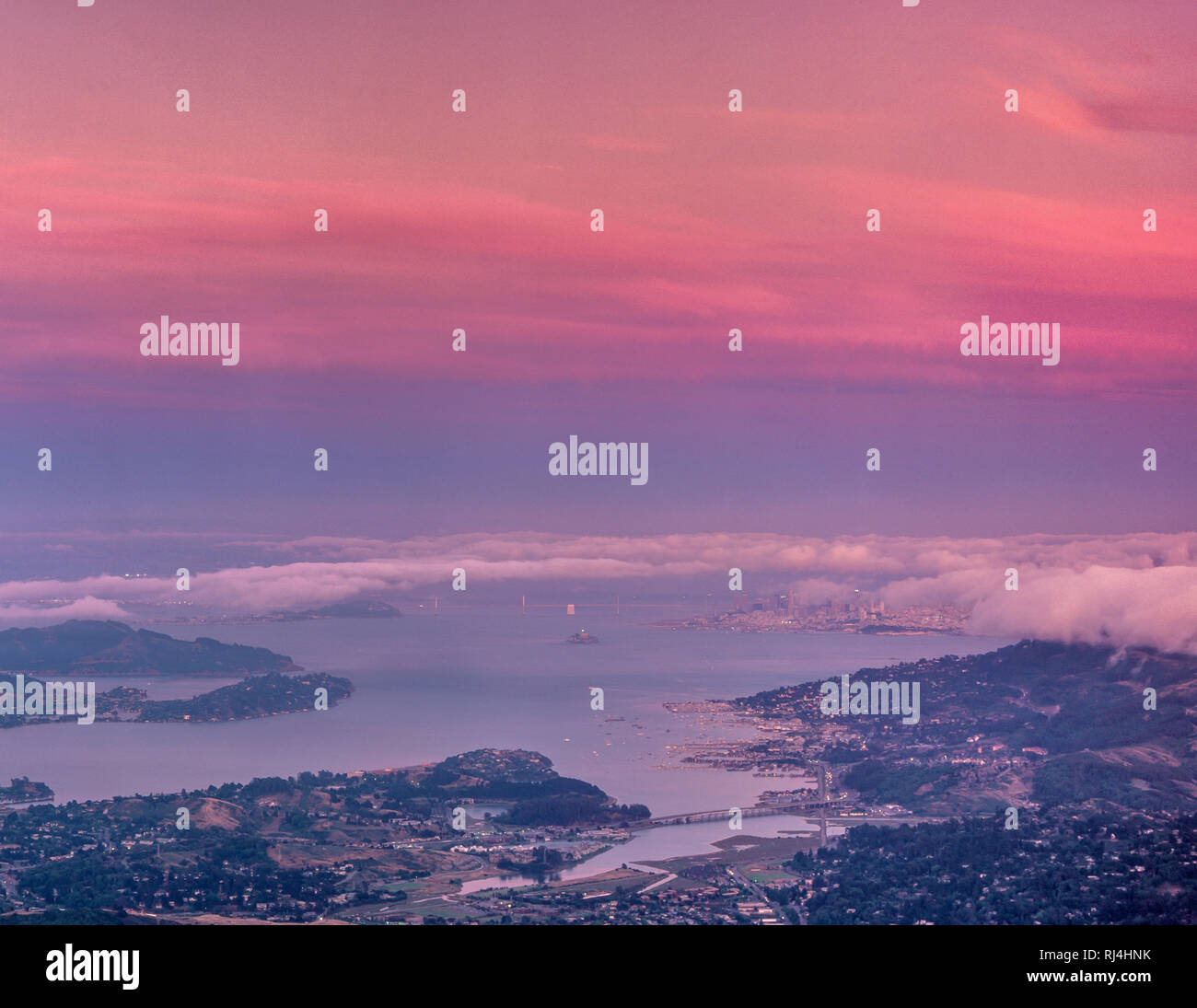 Dämmerung, San Francisco, Sausalito, südlichen Marin County, Kalifornien Stockfoto