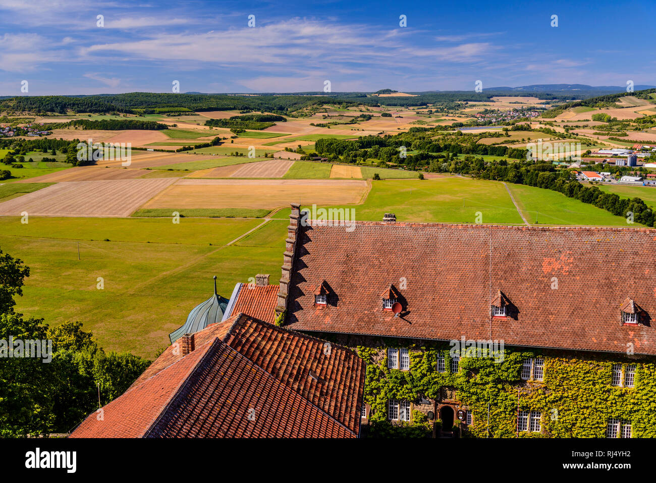 Deutschland, Bayern, Unterfranken, Fr?nkisches Saaletal, Hammelburg, Saaletal, Blick von Schloss Saaleck Stockfoto