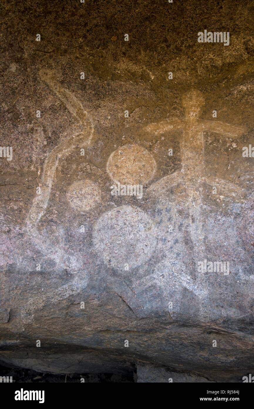 Felsmalereien, chongoni Rock-Art, UNESCO-Weltkulturerbe, Malawi Stockfoto