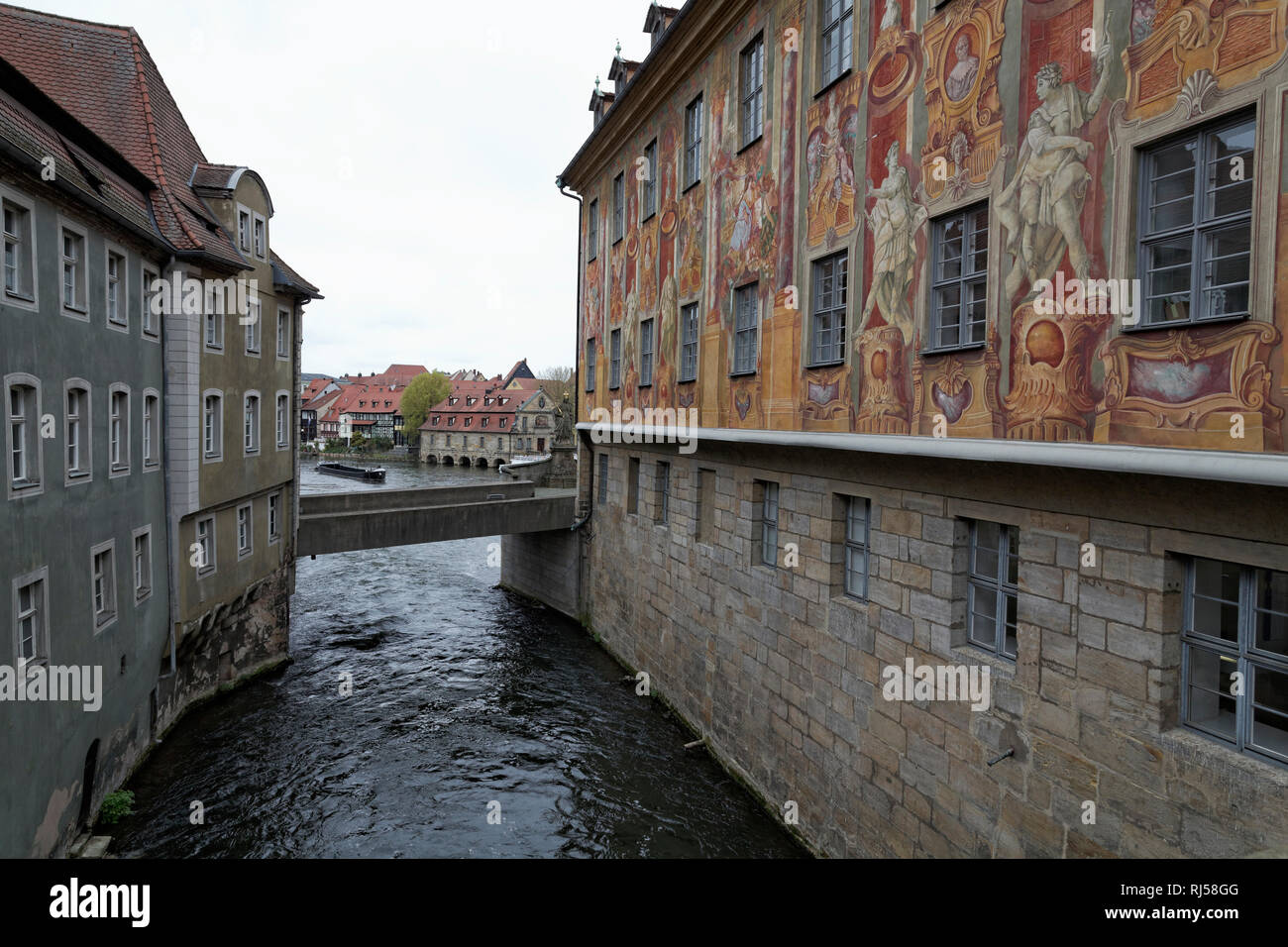 Historisches Altes Rathaus an der Regnitz in Bamberg, Oberfranken, Franken, Bayern, Deutschland Stockfoto