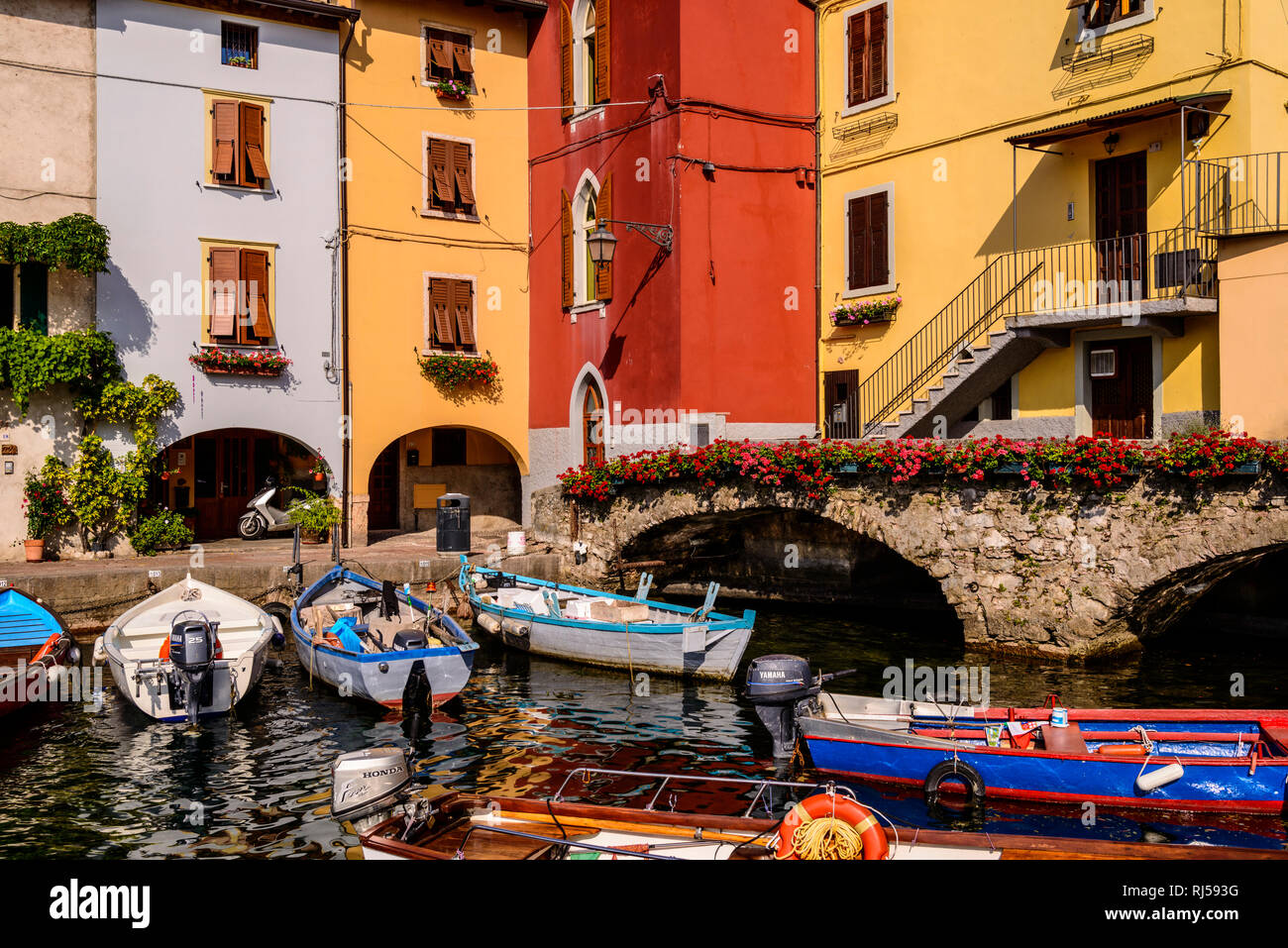 Italien, Venetien, Lombardei, Cassone di malcesine, Hafen Stockfoto
