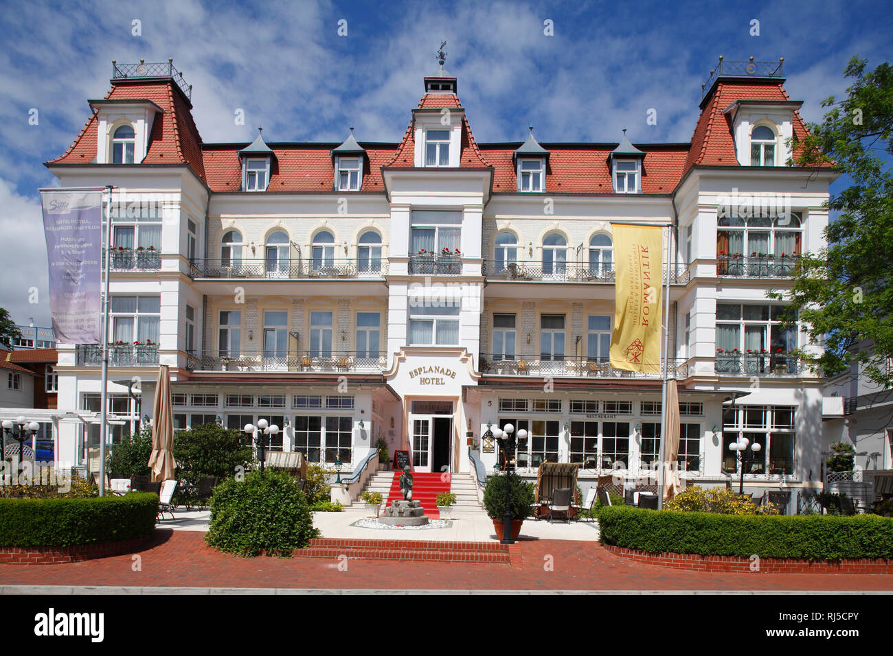 Romantik Hotel Esplanade, Bäderarchitektur, Heringsdorf, Insel Usedom, Mecklenburg-Vorpommern, Deutschland, Europa Stockfoto