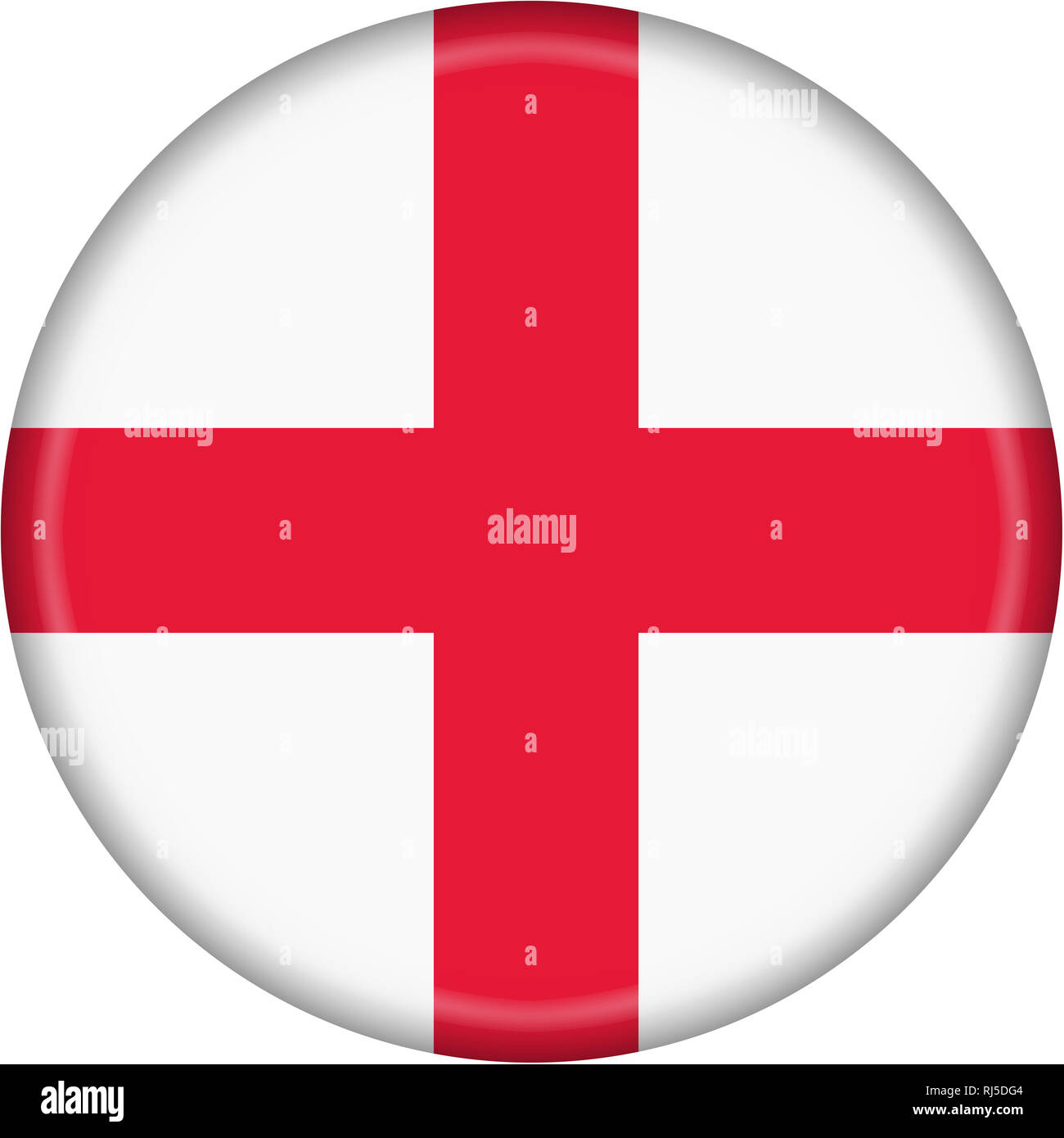 Button mit der England Flagge isoliert auf einen weißen Hintergrund mit Freistellungspfad Stockfoto