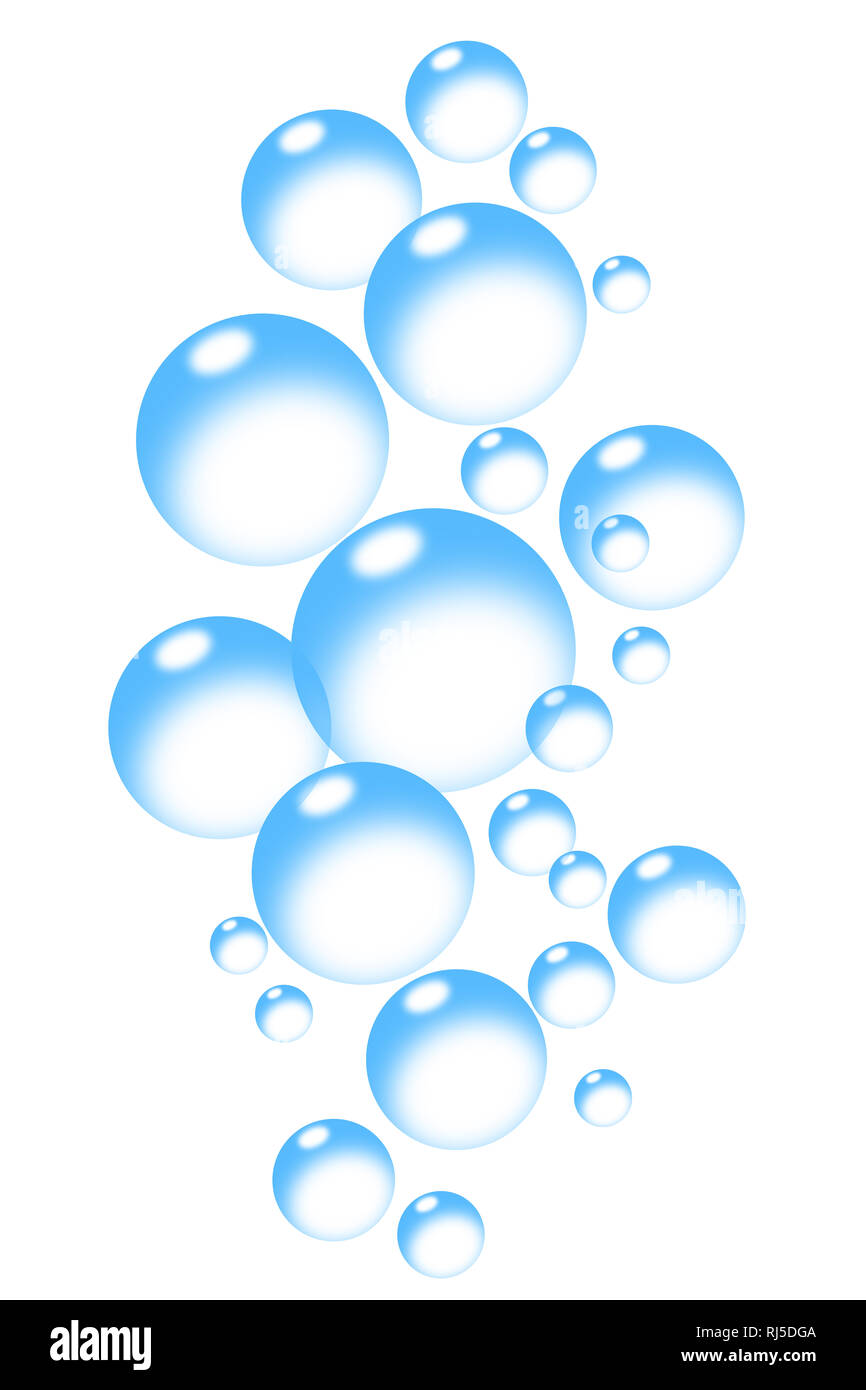Ein blasen Hintergrund blau auf weiß Seife Fizz Stockfoto