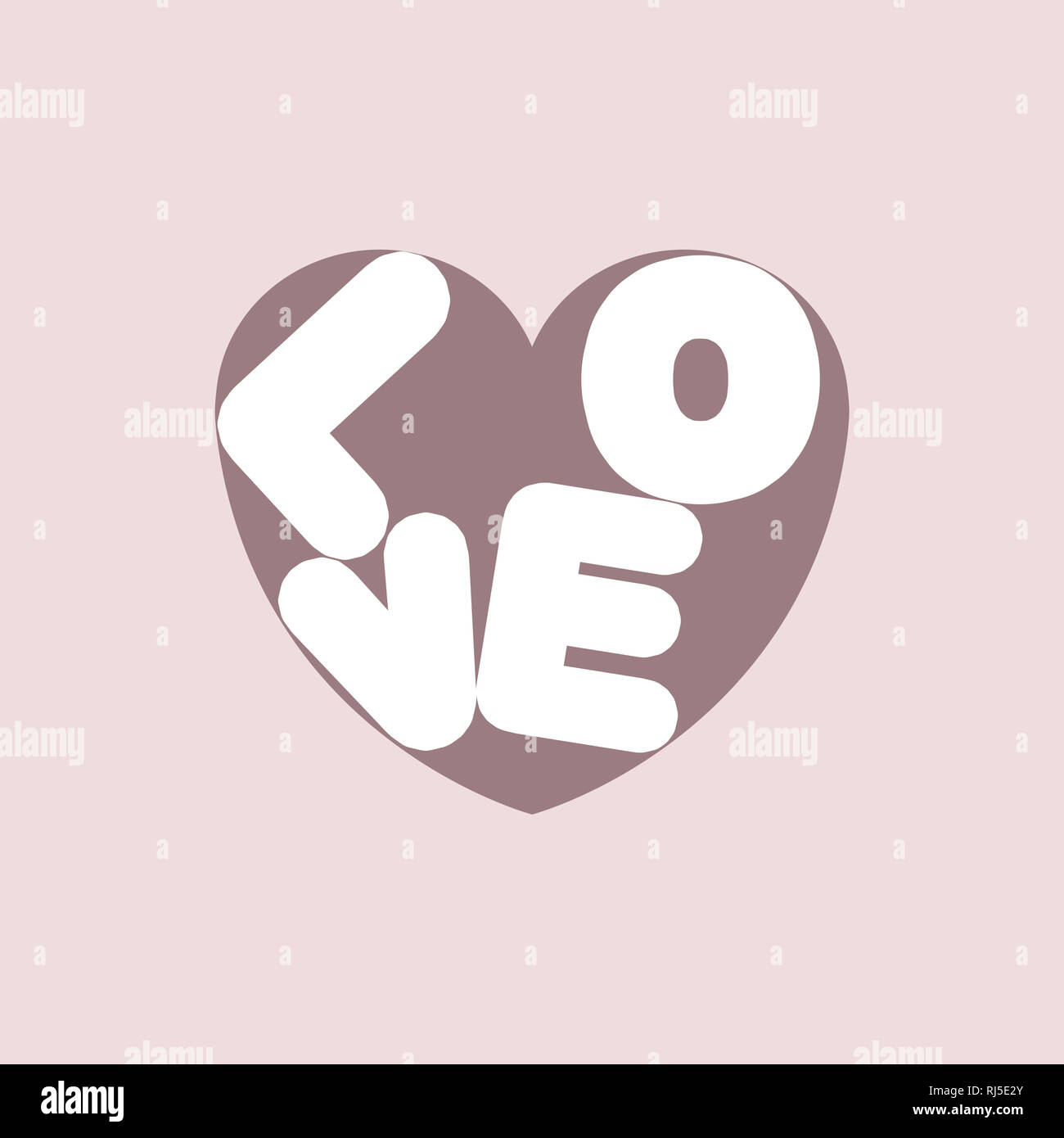 Einfache Abbildung: Valentinstag weiße Buchstaben auf dunklem Rosa Herz auf rosa Hintergrund Liebe Stockfoto