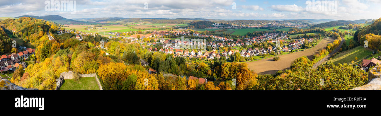 Europa, Deutschland, Niedersachsen, Einbeck, das Leinetal bei Greene, von der Greener Burg aus gesehen, Stockfoto