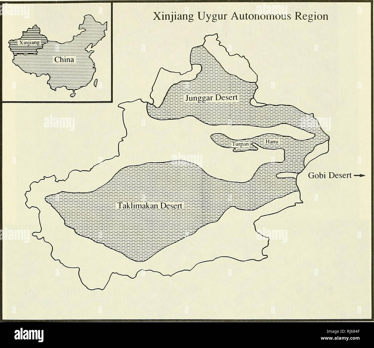 . Chinesische herpetologischen Forschung. Amphibien und Reptilien. Mai 1988 Chinesische herpetologischen Forschung Vol. 2. Nr. 1, S. 7. Abb. 1 Wüste Regionen des westlichen China. Mark-recapture Sampling (Giles 1971; Schnabel 1938). Ergebnisse 1. Lebensraum. Alhagi sparsiflora (Leguminosae) (Abb. 5) war die einzige Pflanze an einem 150m Line transect. Seine Frequenz unter 15 10 m Intervallen war 0,93. Die Dichte und Abdeckung wurden 0,31 Pflanzen/m und 0,21. Eine Pflanze von Nitraria sp. (Zygophyllacae) war selten auf der Site. Tagsüber Lufttemperaturen reichte von 24 bis 45°C. 2. Arten Interaktionen und Verhalten. Ere Stockfoto