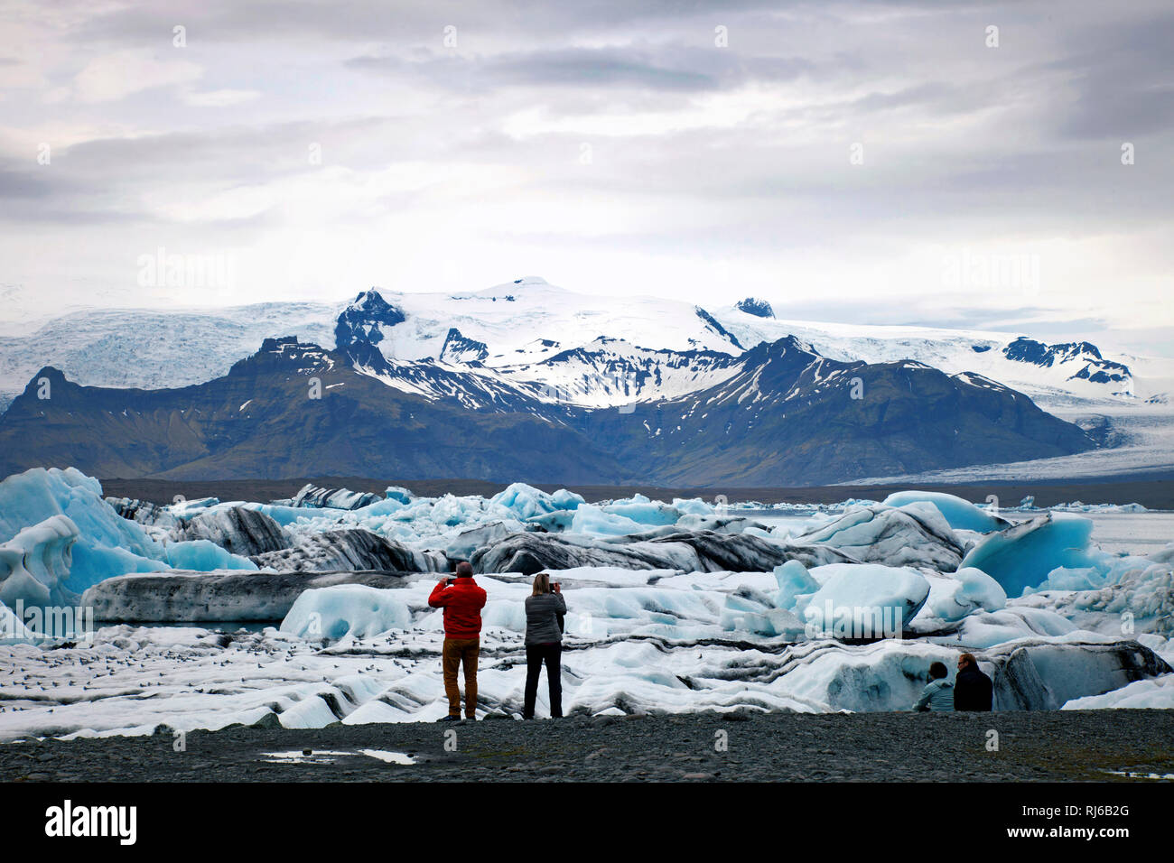 Jökulsárlón, Landschaft, Touristen, Eis, Siehe, Insel, Stockfoto