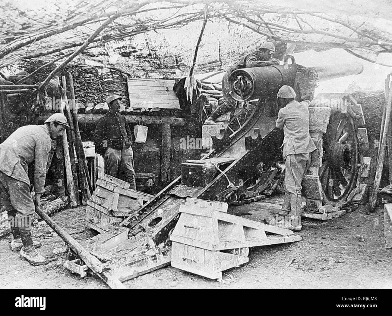 WW 1 155-mm-Kanone auf der Marne Stockfoto