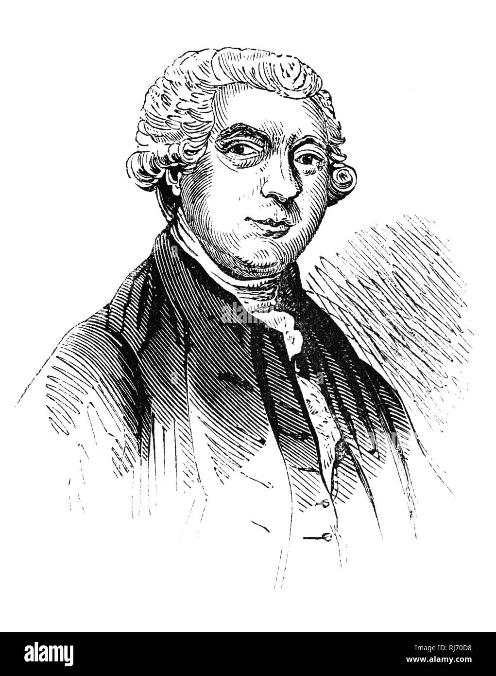 James Boswell, 9 Laird von auchinleck (1740-1795), war ein schottischer Biograf und tagebuchschreibers, in Edinburgh geboren. Er ist am besten für die Biographie, die er von seinem Freund und zeitgenössische, Samuel Johnson, der Englische literarische Figur "Das Leben von Samuel Johnson" im Jahre 1791 die allgemein gesagt ist die größte Biografie in englischer Sprache geschrieben werden veröffentlicht schrieb bekannt. Seinen Namen hat in die englische Sprache als Begriff (Boswell, Boswellian, Boswellism) für ein ständiger Begleiter und Beobachter, besonders derjenige, der Datensätze diese Bemerkungen im Druck weitergegeben. Stockfoto