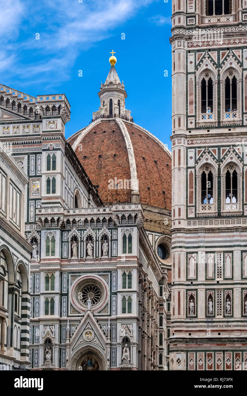 Der Dom von Florenz, die Kathedrale von Santa Maria Del Fiore, Doumo, Fassade und Kuppel Stockfoto