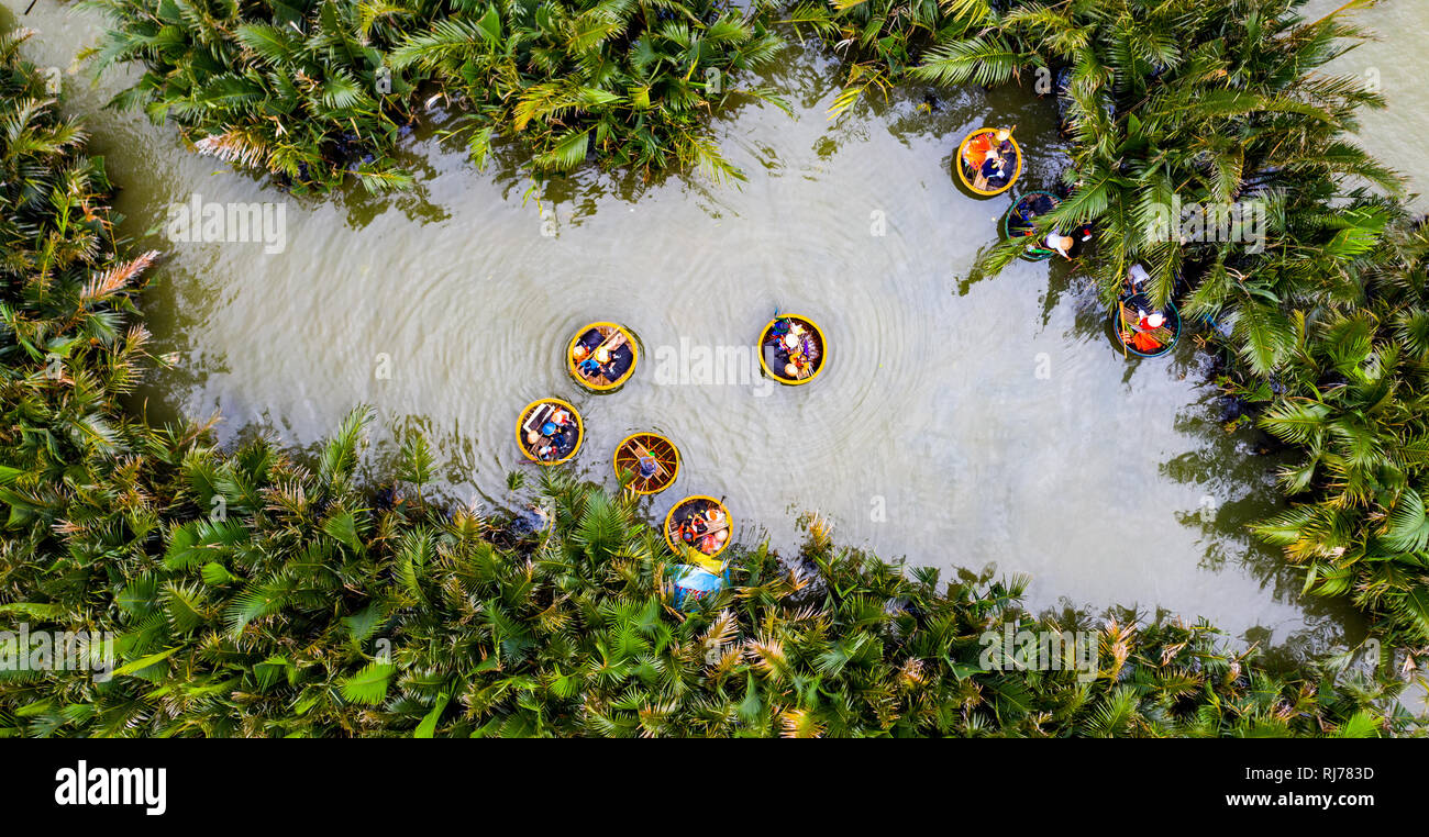 Warenkorb Boot oder Coracle tour, Hoi An, Vietnam Stockfoto
