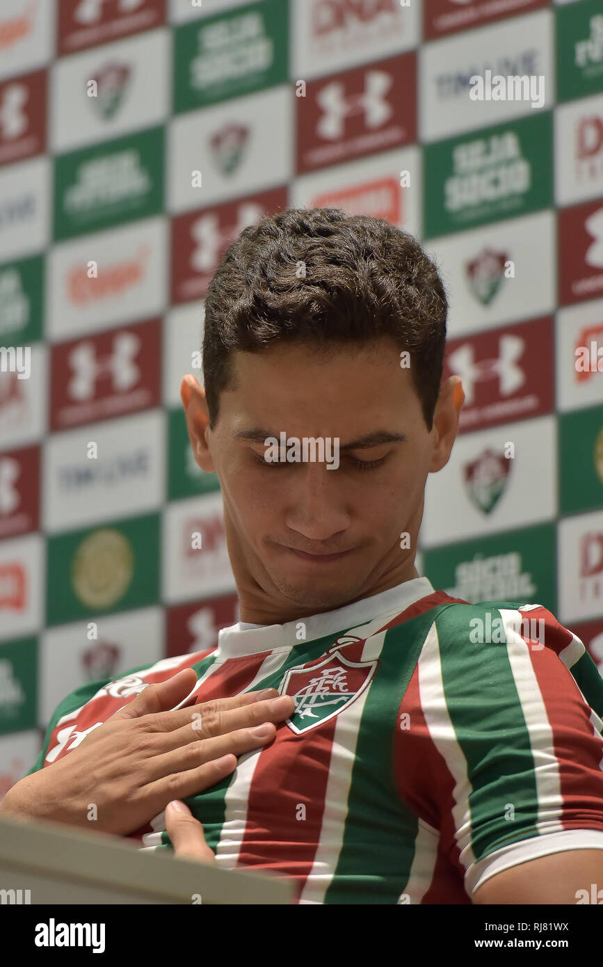 Paulo Henrique Ganso während der Präsentation der Offiziellen in der Fluminense in einem kollektiven in der Aula der Maracana Foto: Thiago Ribeiro/AGIF - Rio de Janeiro - 05/02/2019 - Präsentation Paulo Henrique Ganso in Fluminense Stockfoto