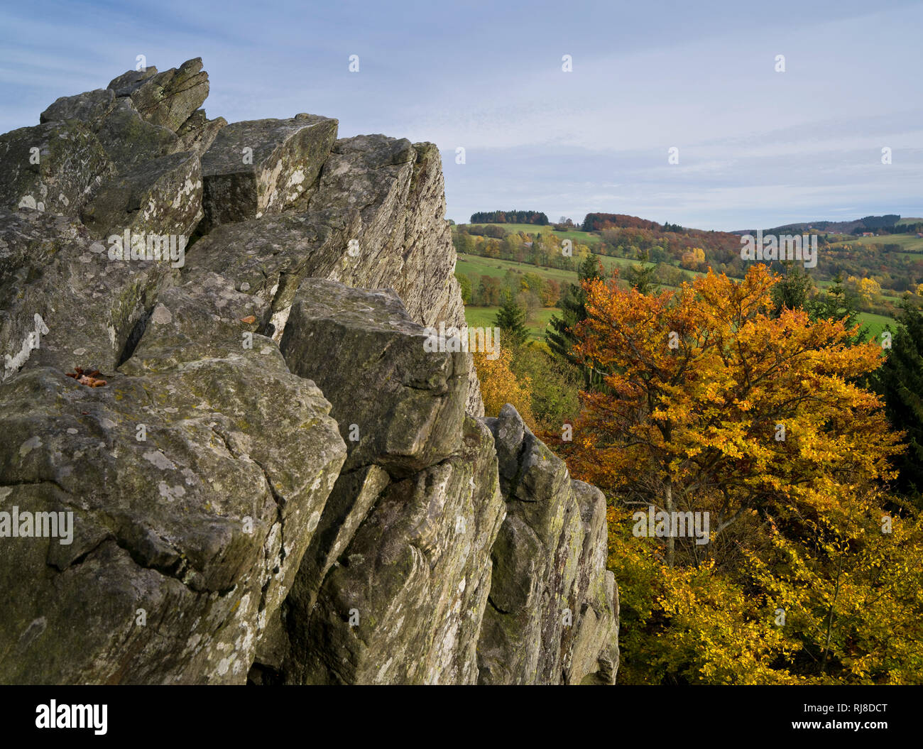 Deutschland Hessen Naturpark Hessische Rhon Unesco Biospharenreservat Die Steinwand Bei Poppenhausen Herbst Stockfotografie Alamy