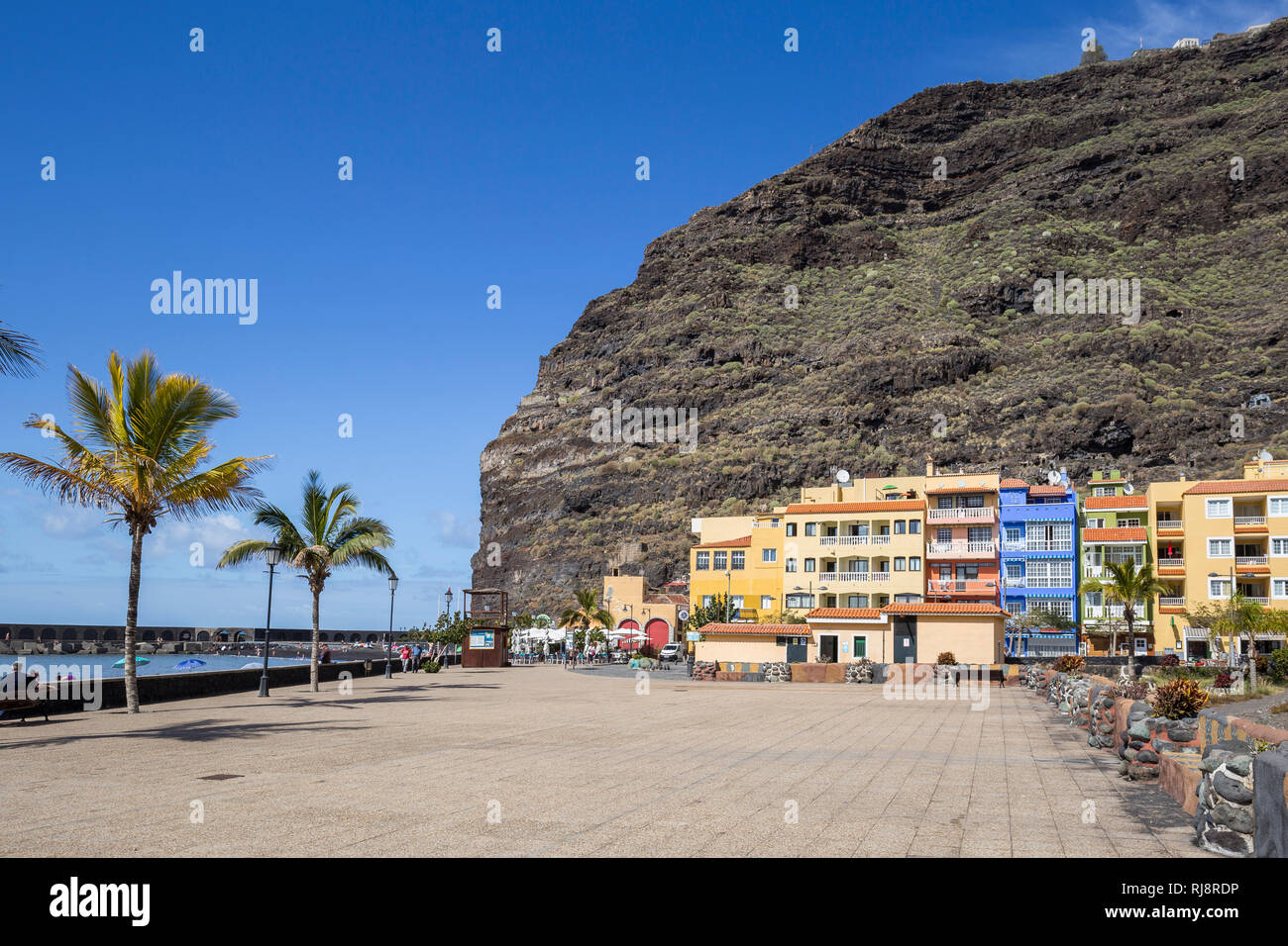 Promenade, Puerto de Tazacorte, La Palma, Kanarische Inseln, Spanien Stockfoto
