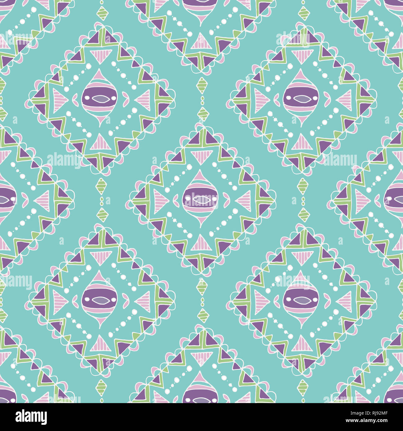 Ein buntes Digitale geometrische nahtlose Muster mit Hand gezeichnet Fliese Illustrationen - Wenn wiederholt die Fliese macht eine nahtlose Muster. Stockfoto