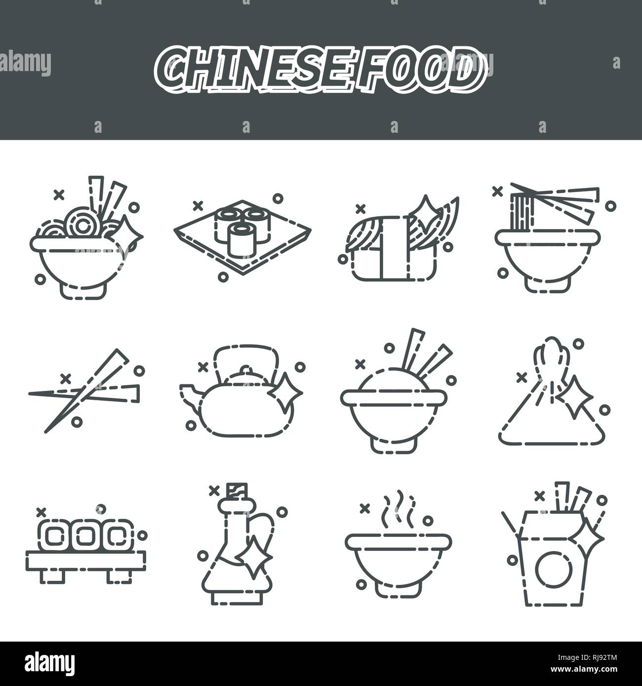 Chinesisches Essen Konzept Symbole. Für Werbung und Webdesign. Stock Vektor