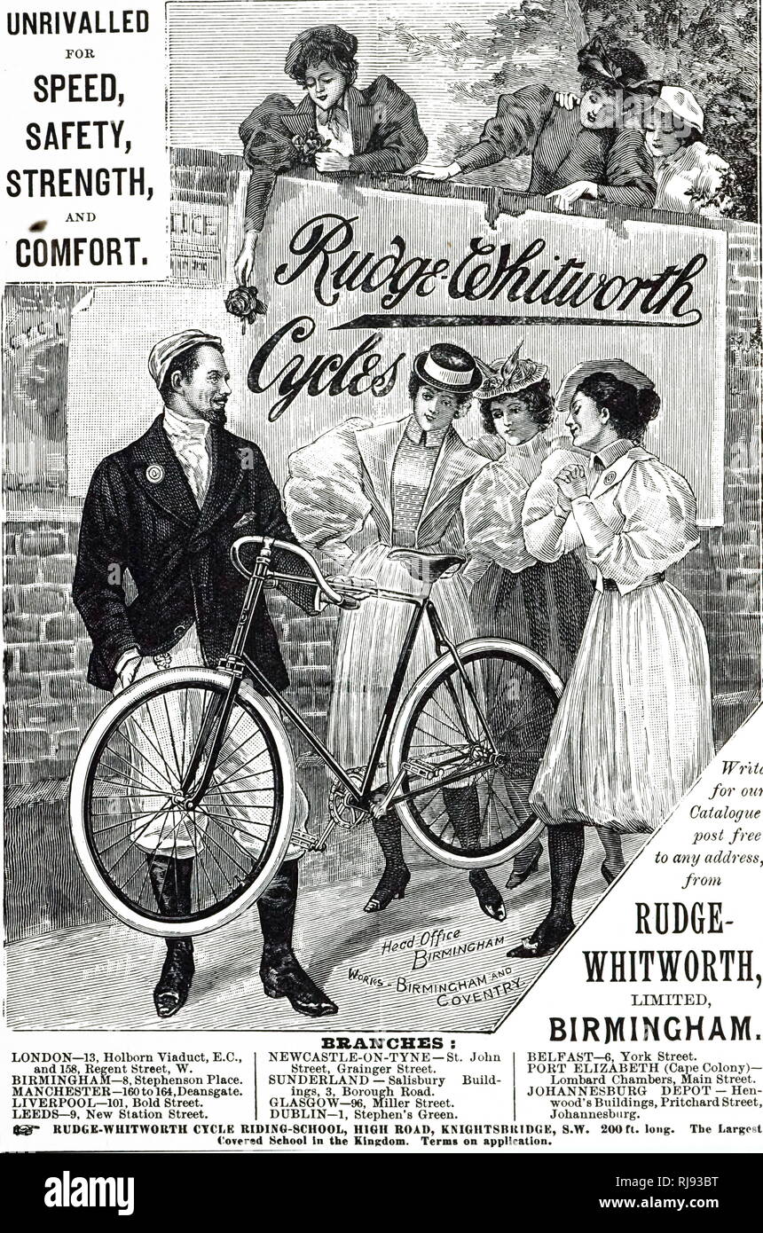 Eine Werbung für Rudge und Whitworth Zyklen. Vom 19. Jahrhundert Stockfoto